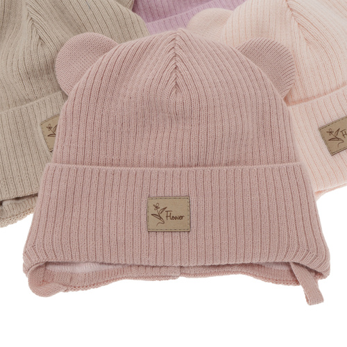 Czapka jesienna, wiosenna dla dziewczynki, liliowa, wiązana, Djona