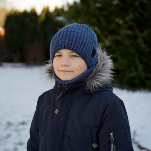 Czapka i komin dla chłopca zimowy komplet, szary Fin