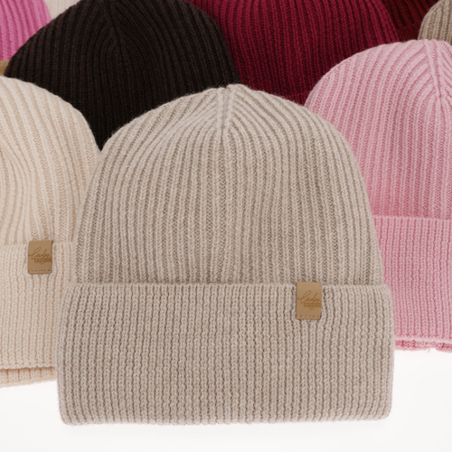 Czapka zimowa damska, brązowa, 100% wełniana merino Isla