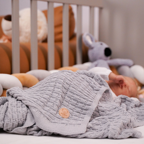 Kocyk bambusowy dla dziecka, niemowlaka, szary, delikatny Misio