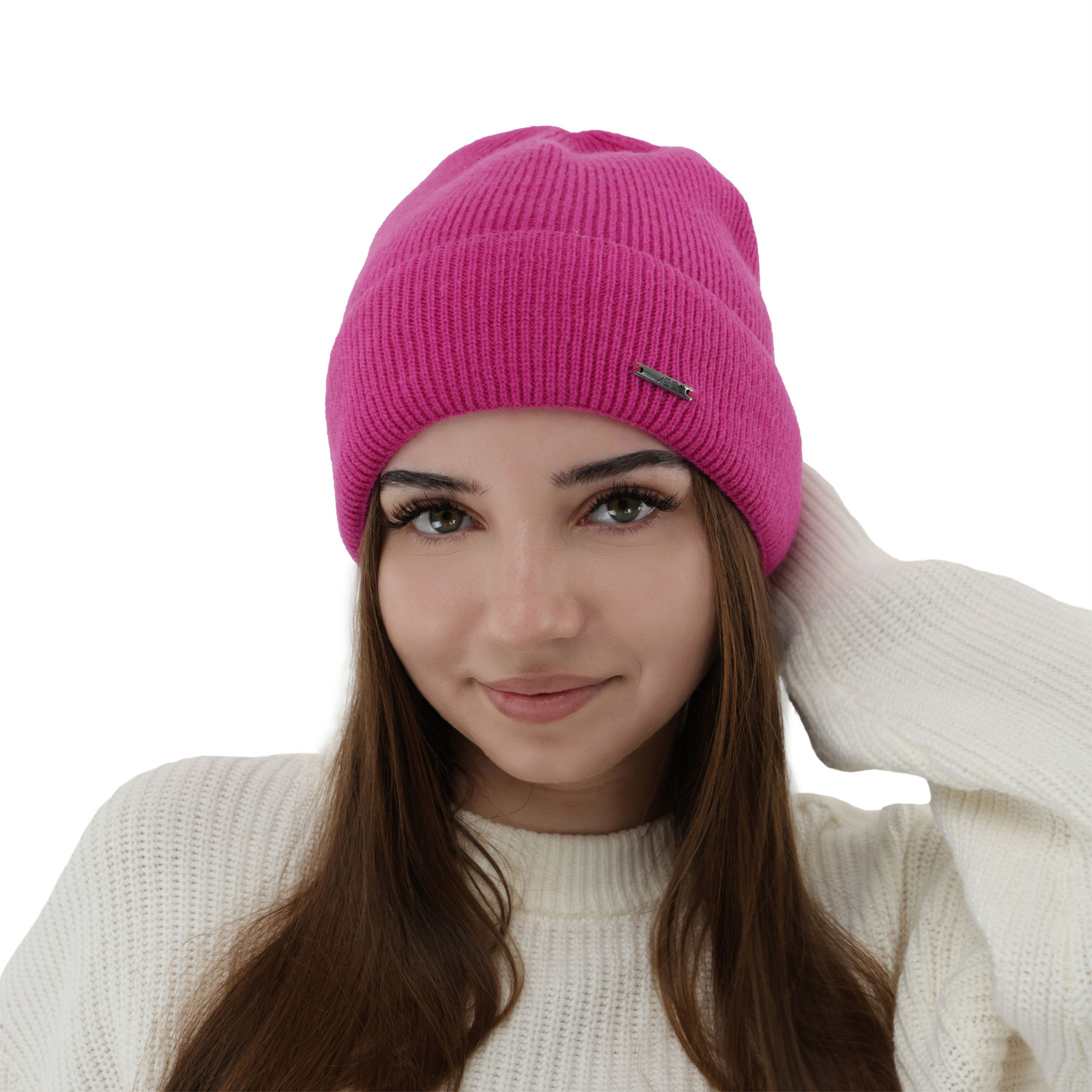 Czapka jesienna, zimowa damska, fioletowa, wełna merino z kaszmirem, Sindra