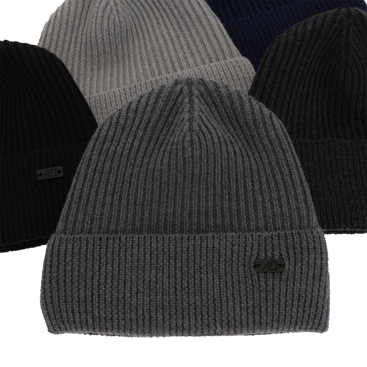 Czapka zimowa męska, brązowa, 100% wełniana merino Owen