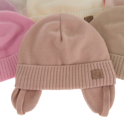 Czapka jesienna, wiosenna dla dziewczynki, biała, wiązana Solana