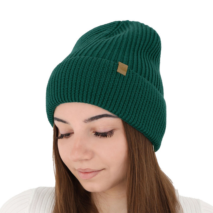 Czapka zimowa damska, brązowa, 100% wełniana merino Isla
