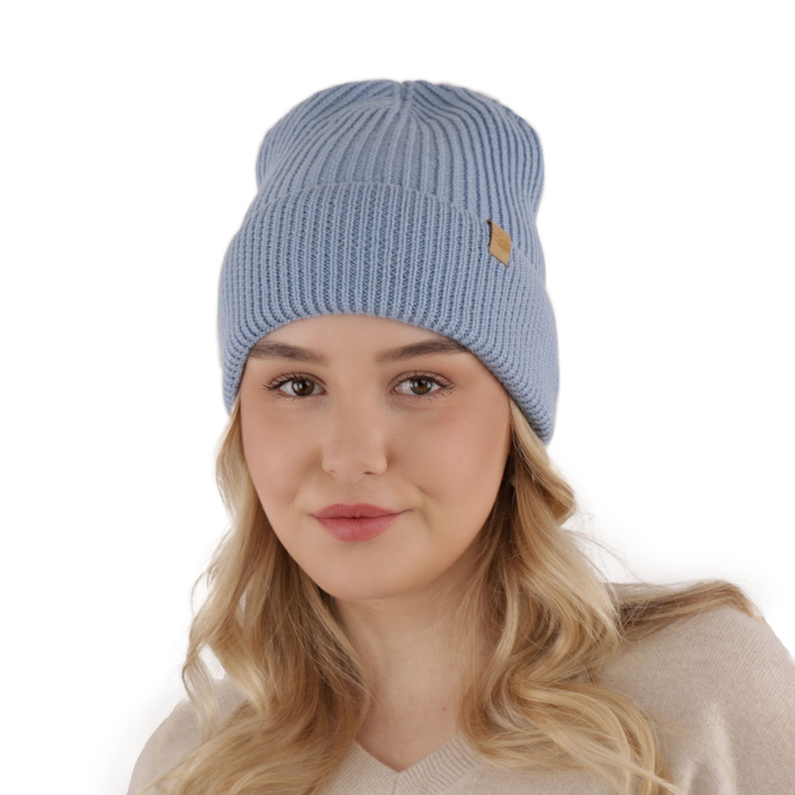 Czapka zimowa damska, brązowa, 100% wełniana merino Isla