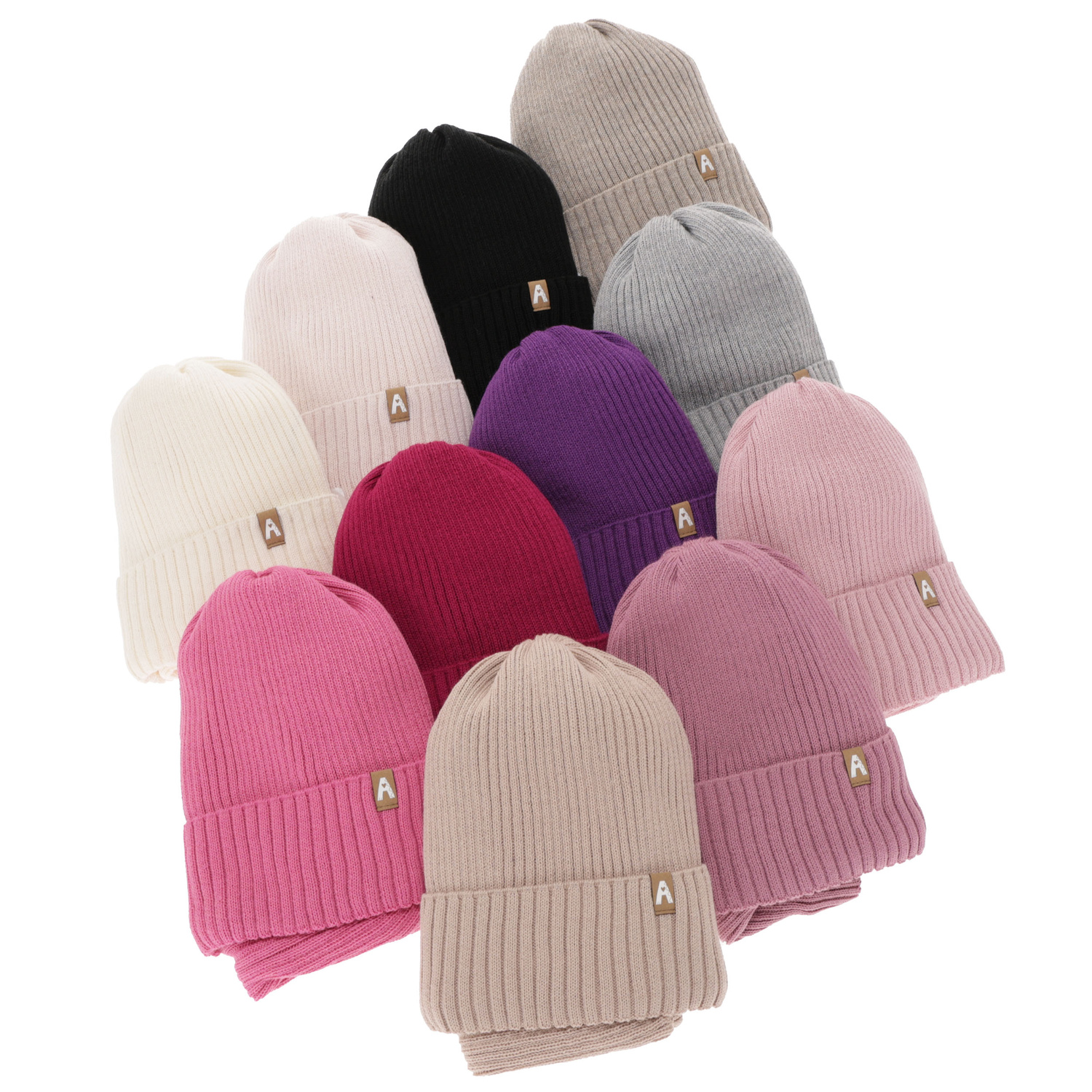 Czapka i komin dla dziewczynki zimowy komplet, szary, z wełną merino, podszyty polarem Peggy