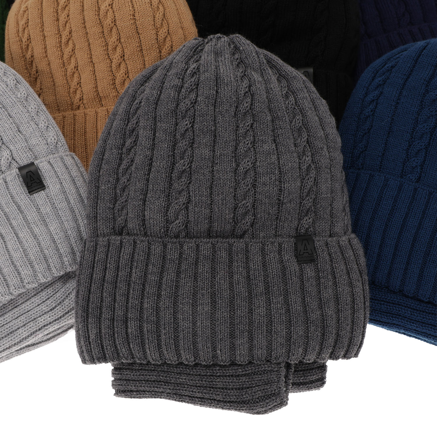Czapka i komin dla chłopca zimowy komplet, camel, z wełną merino, podszyty polarem Kairo