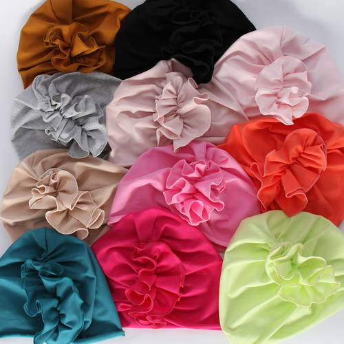 Czapka bawełniana dla dziewczynki jesienna, wiosenna, beżowa, z ozdobnym marszczeniem, Werka