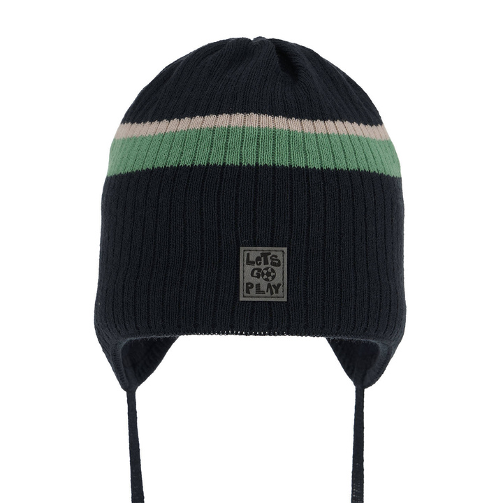 Czapka jesienna, wiosenna dla chłopca, granatowa, wiązana Oliver