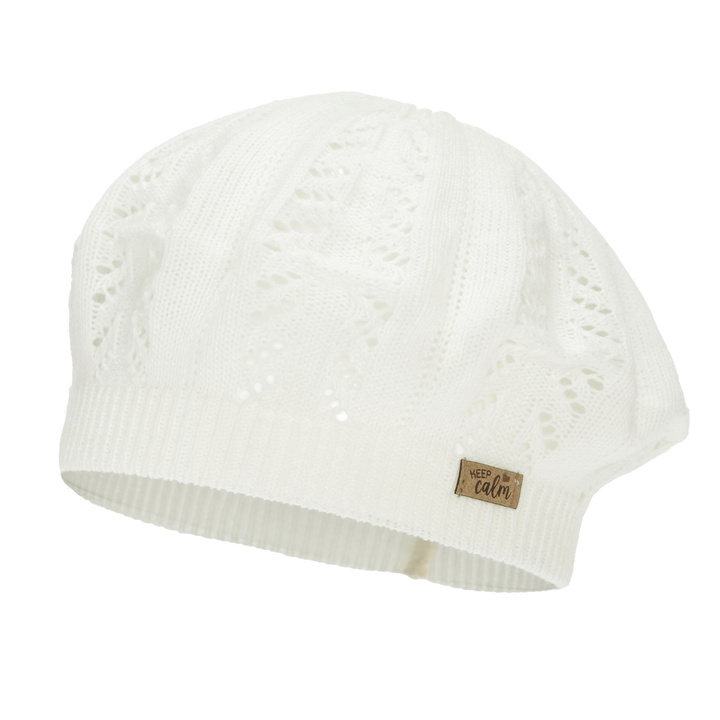 Beret dla dziewczynki jesienny, wiosenny, kremowy Kevira