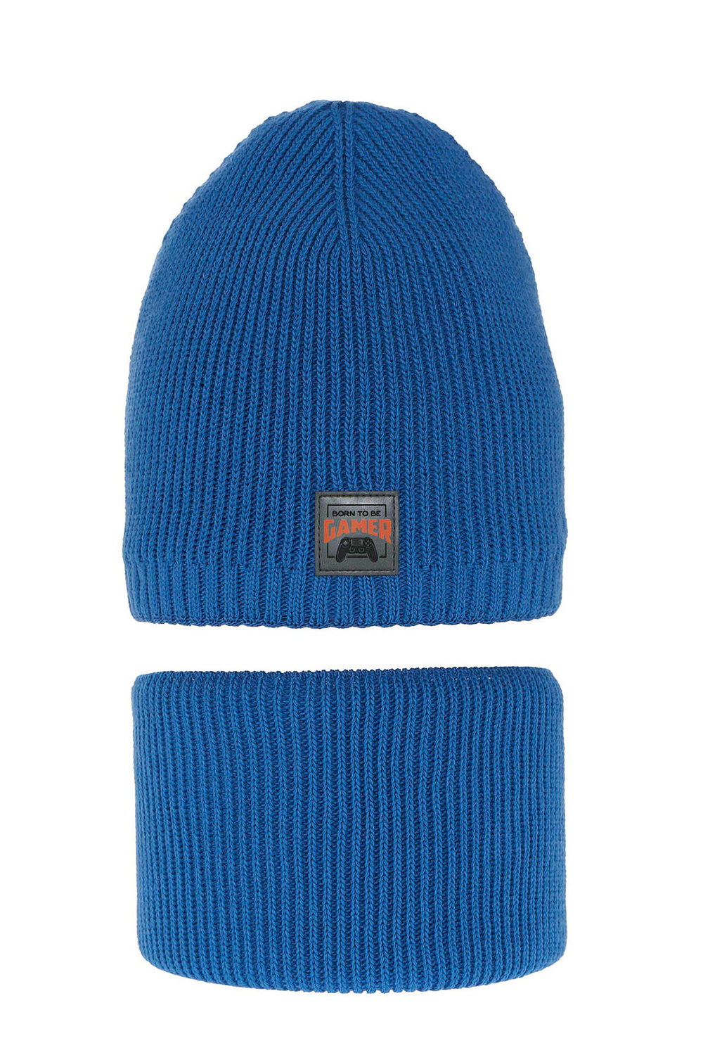 Czapka i komin dla chłopca zimowy komplet, niebieski Gami