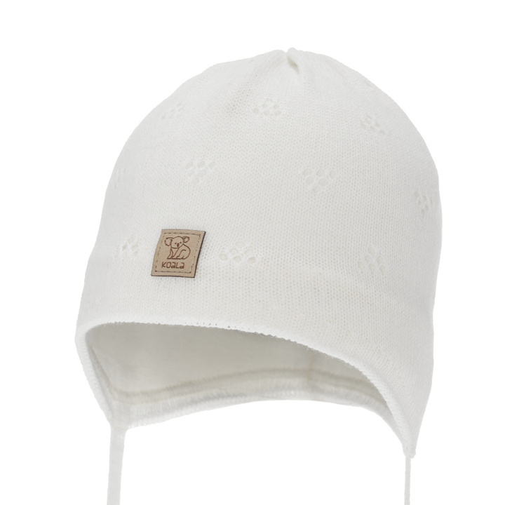 Czapka wiosenna, jesienna dla chłopca, wiązana, biała Slate