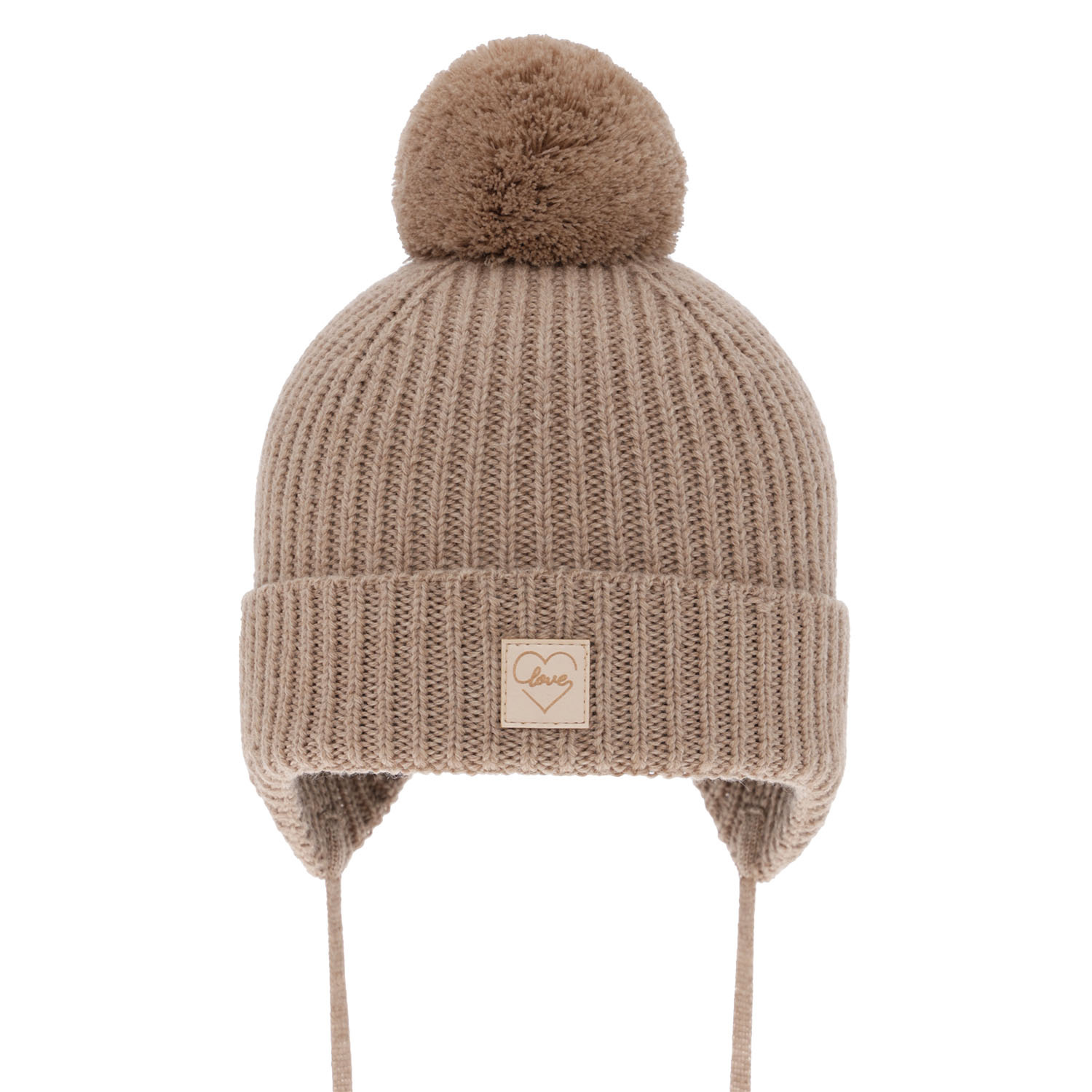Czapka zimowa dla dziewczynki, camel, 100% wełniana merino, podszyta wełnianym polarem, Hakkari
