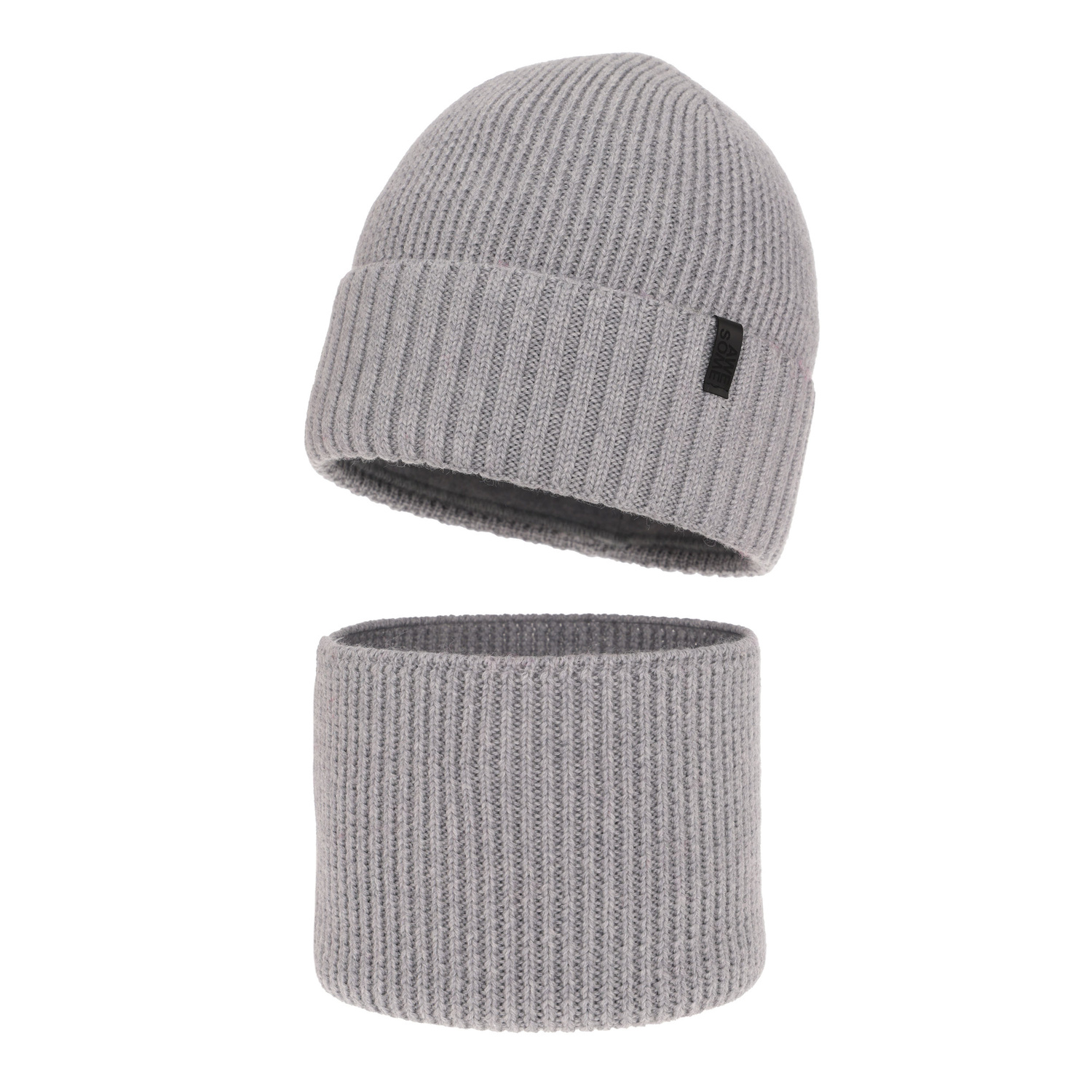 Czapka i komin dla chłopca, zimowy komplet, 100% wełniany merino, z podszyciem z wełny merino, szary Harbin