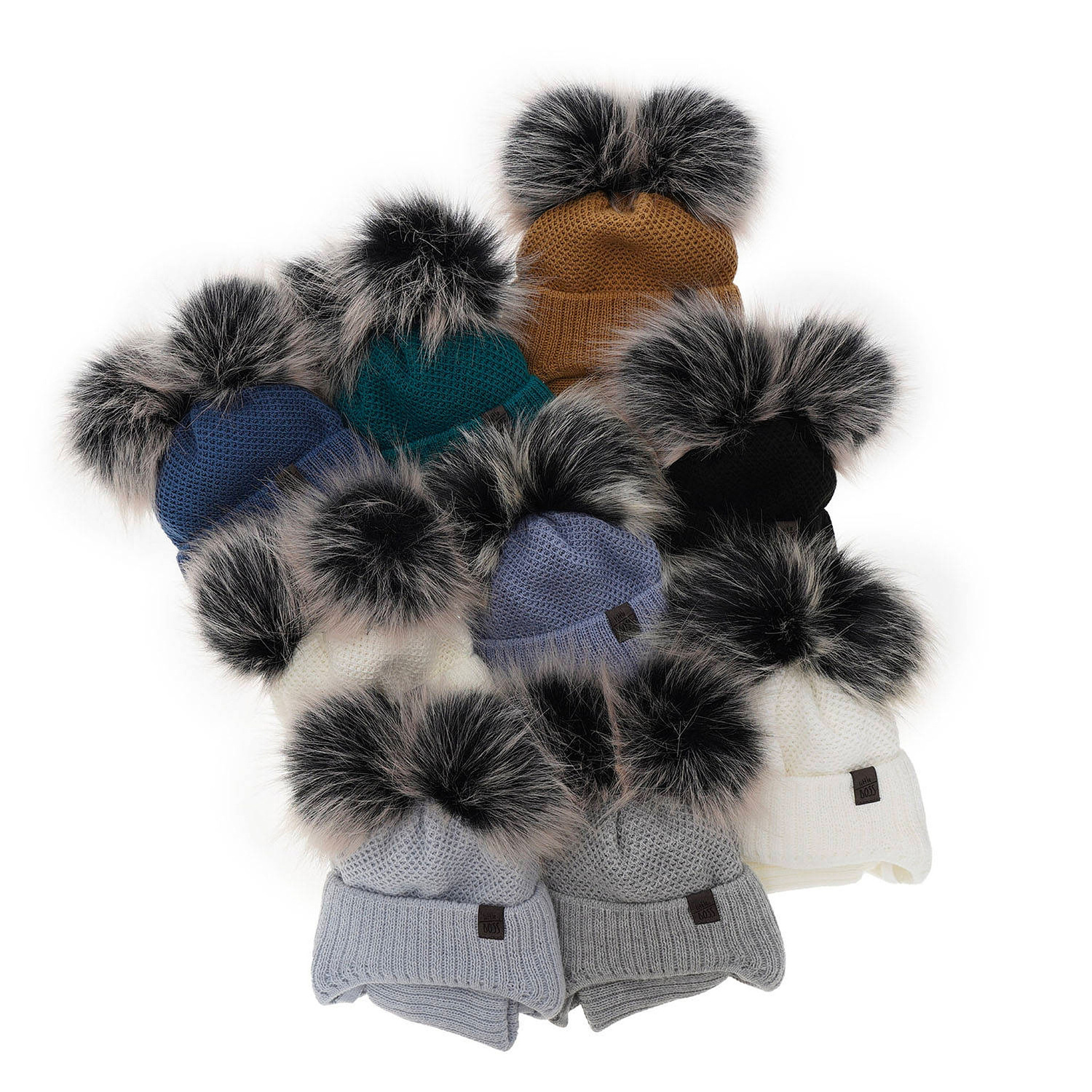 Czapka i komin dla chłopca zimowy komplet, szmaragdowy, z dwoma pomponami, wiązany Randel