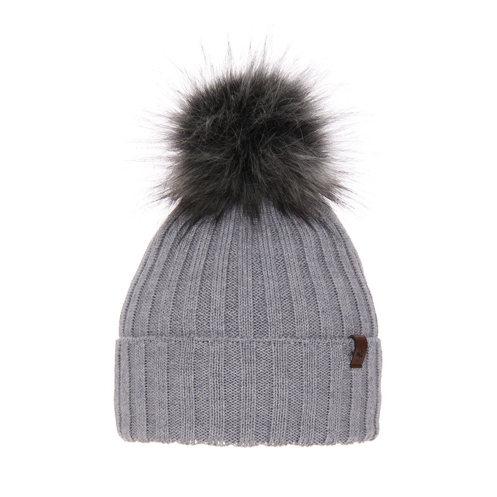 Czapka zimowa damska, szara, z wełną merino Texa