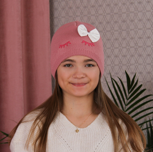 Czapka dla dziewczynki zimowa, jesienna, czarna, elegancka Serena