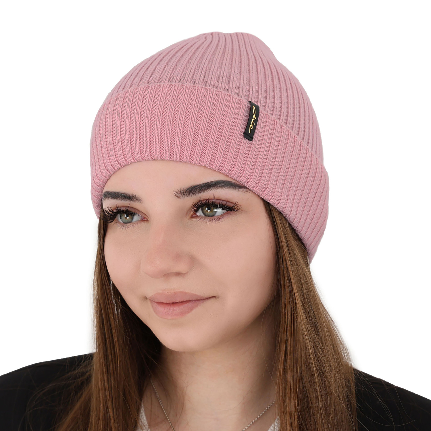 Czapka zimowa damska, różowa, 100% wełniana merino, Megan