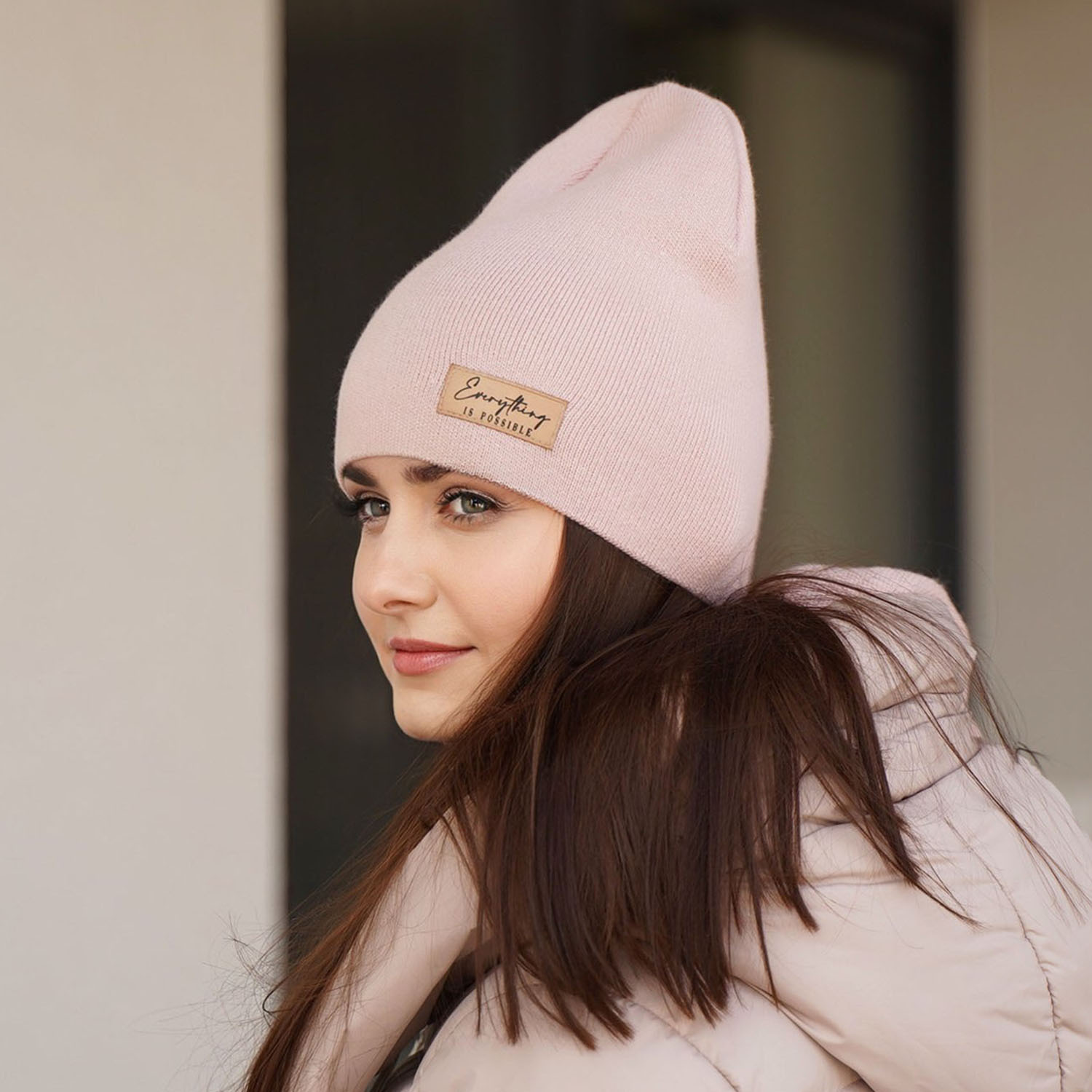 Czapka i szalik damski jesienny, wiosenny komplet, kremowy Zula