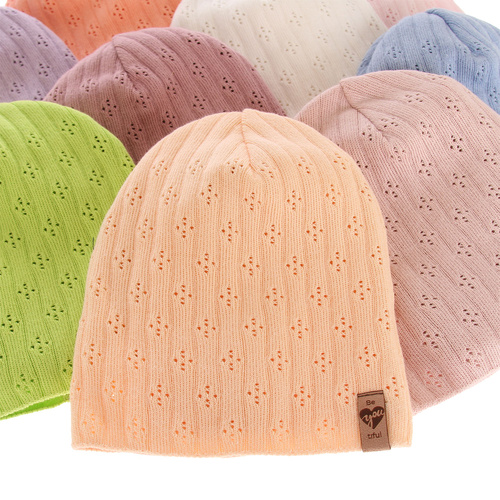 Czapka i komin dla dziewczynki jesienny, wiosenny komplet, z bawełną, koralowy Felicity