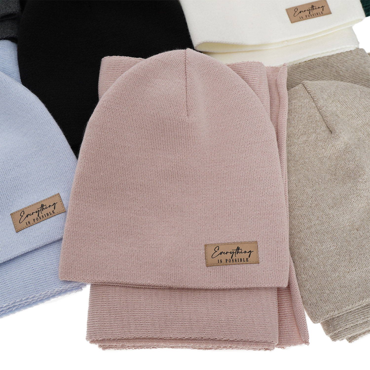 Czapka i szalik damski jesienny, wiosenny komplet, kremowy Zula