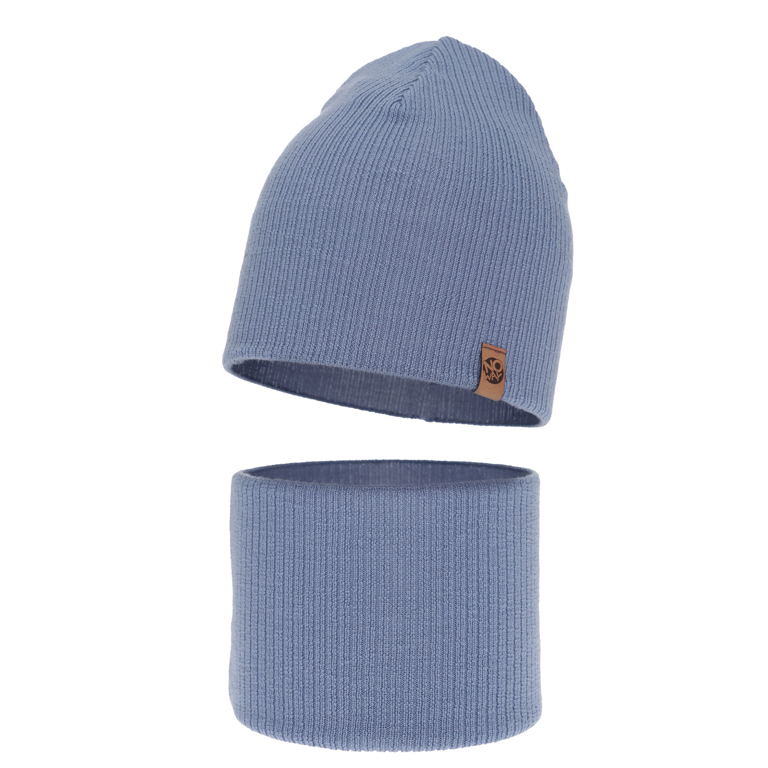 Czapka i komin dla chłopca jesienny, wiosenny komplet, jasnoniebieski, 100% wełniany merino Richi