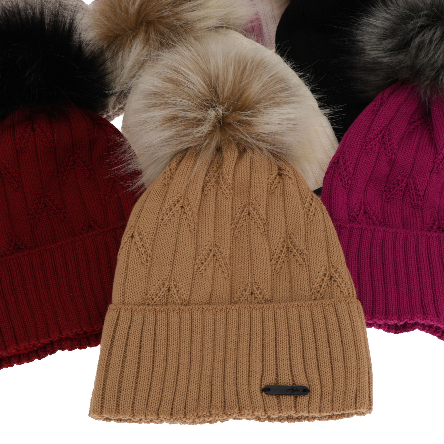 Czapka zimowa damska, camel, z wełną merino Talaria