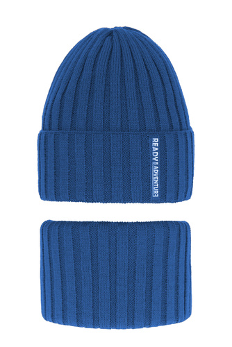 Czapka i komin dla chłopca zimowy komplet, niebieski Livido