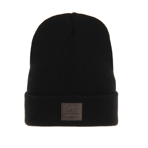 Czapka zimowa dziecięca, czarna, z wywinięciem Smerf