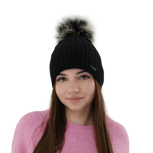 Czapka zimowa damska, fioletowa, z wełną merino Talaria