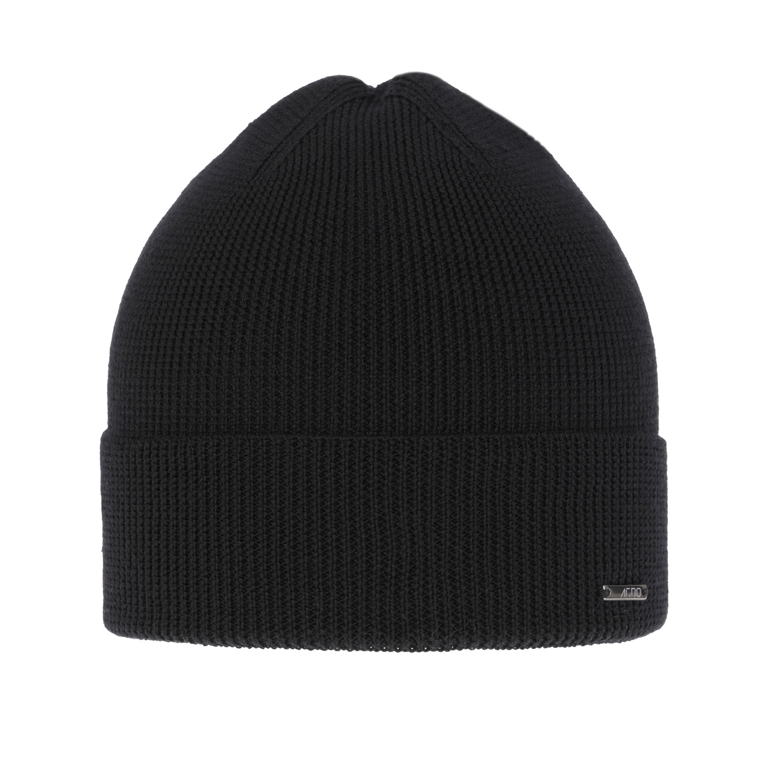 Czapka męska wiosenno-zimowa, czarna, 100% wełniana merino Memfis