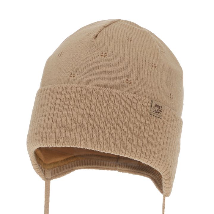 Czapka jesienna, wiosenna dla chłopca, camel, wiązana Leif