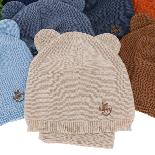 Czapka i komin dla chłopca jesienny, wiosenny komplet, z bawełną, niebieski Ludvic