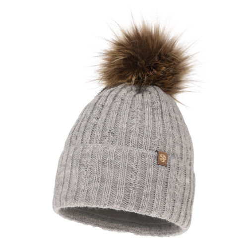 Czapka zimowa damska, szara, z pomponem Savona