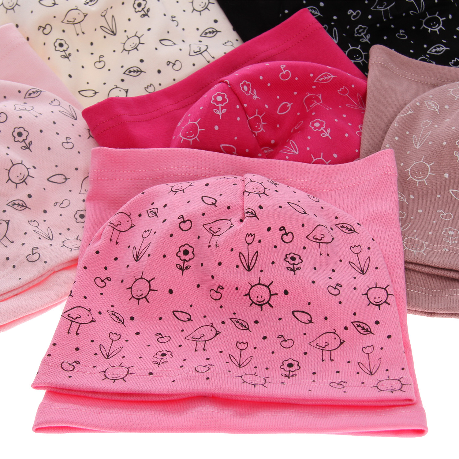 Czapka i komin dla dziewczynki jesienny, wiosenny komplet, różowy, bawełniany Sesja