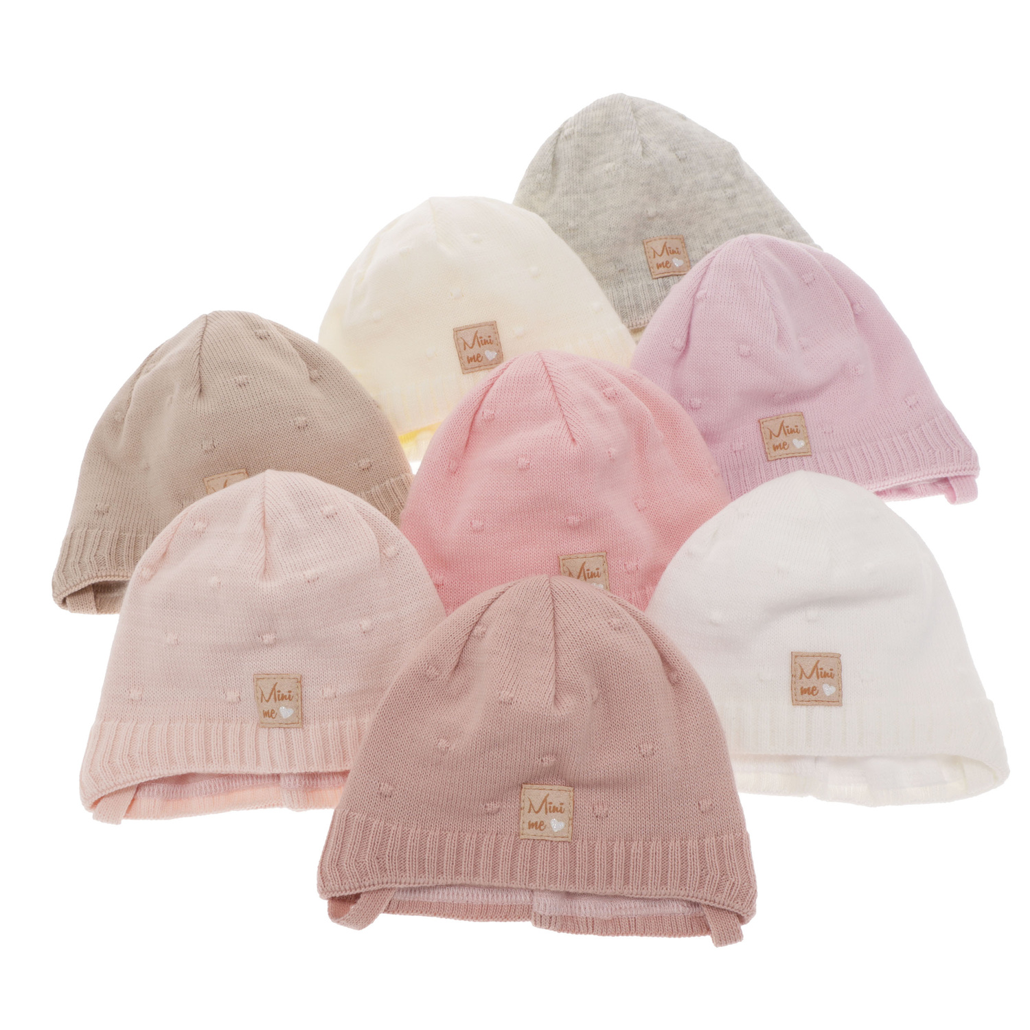 Czapka jesienna, wiosenna dla dziewczynki, beżowa, wiązana Celine