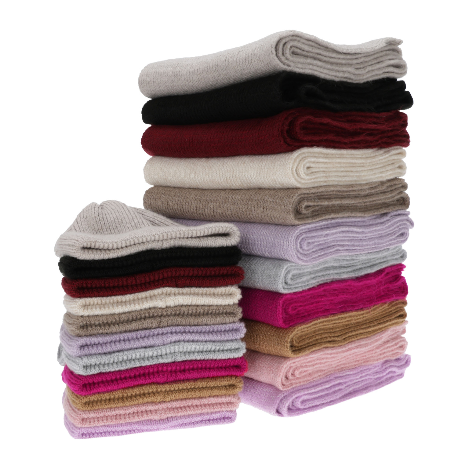 Czapka i szalik damski, zimowy komplet, camel, z wełną merino, Seala