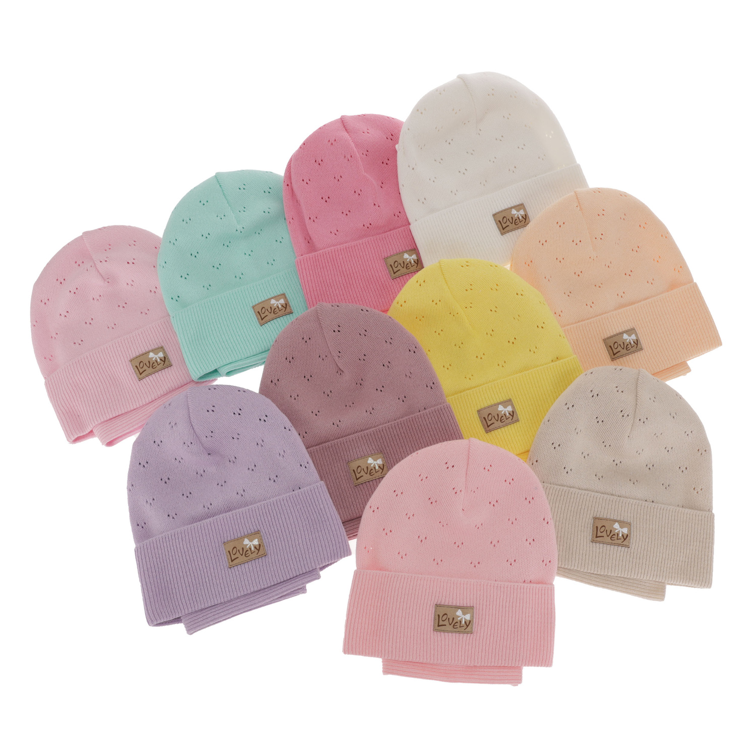 Czapka i komin dla dziewczynki jesienny, wiosenny komplet, z bawełną, beżowy Alisa