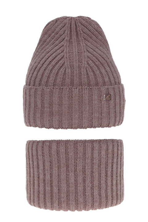 Czapka i komin dla dziewczynki zimowy komplet, różowy Valentine