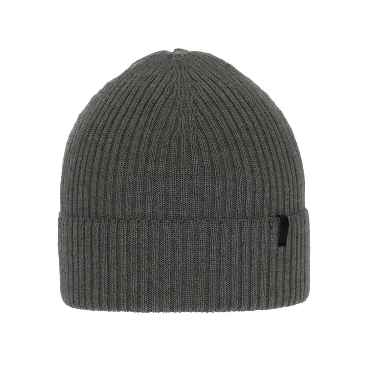 Czapka zimowa męska, szara, 100% wełniana merino, Thorin
