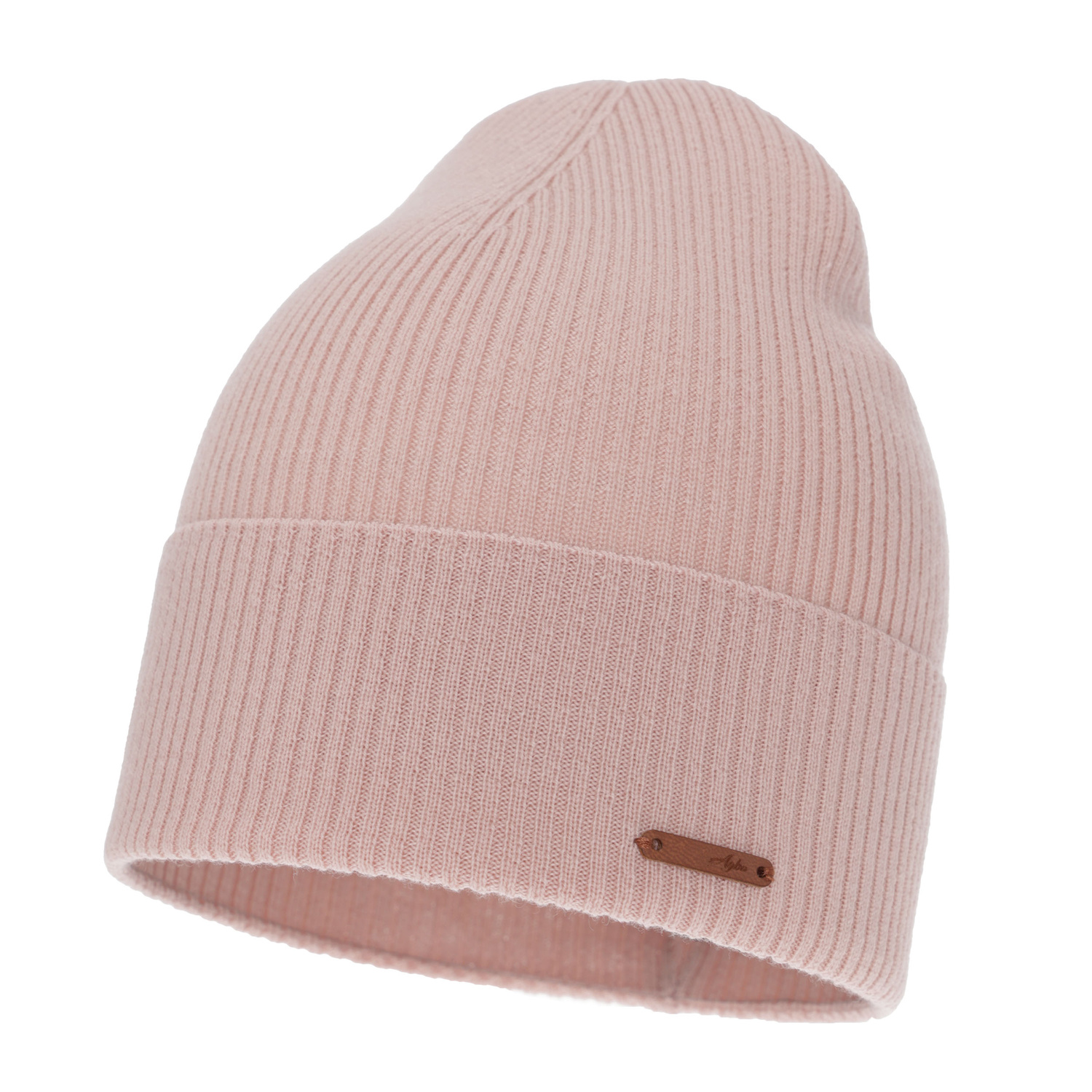 Czapka jesienna, wiosenna damska, różowa, 100% wełniana merino, Flerra