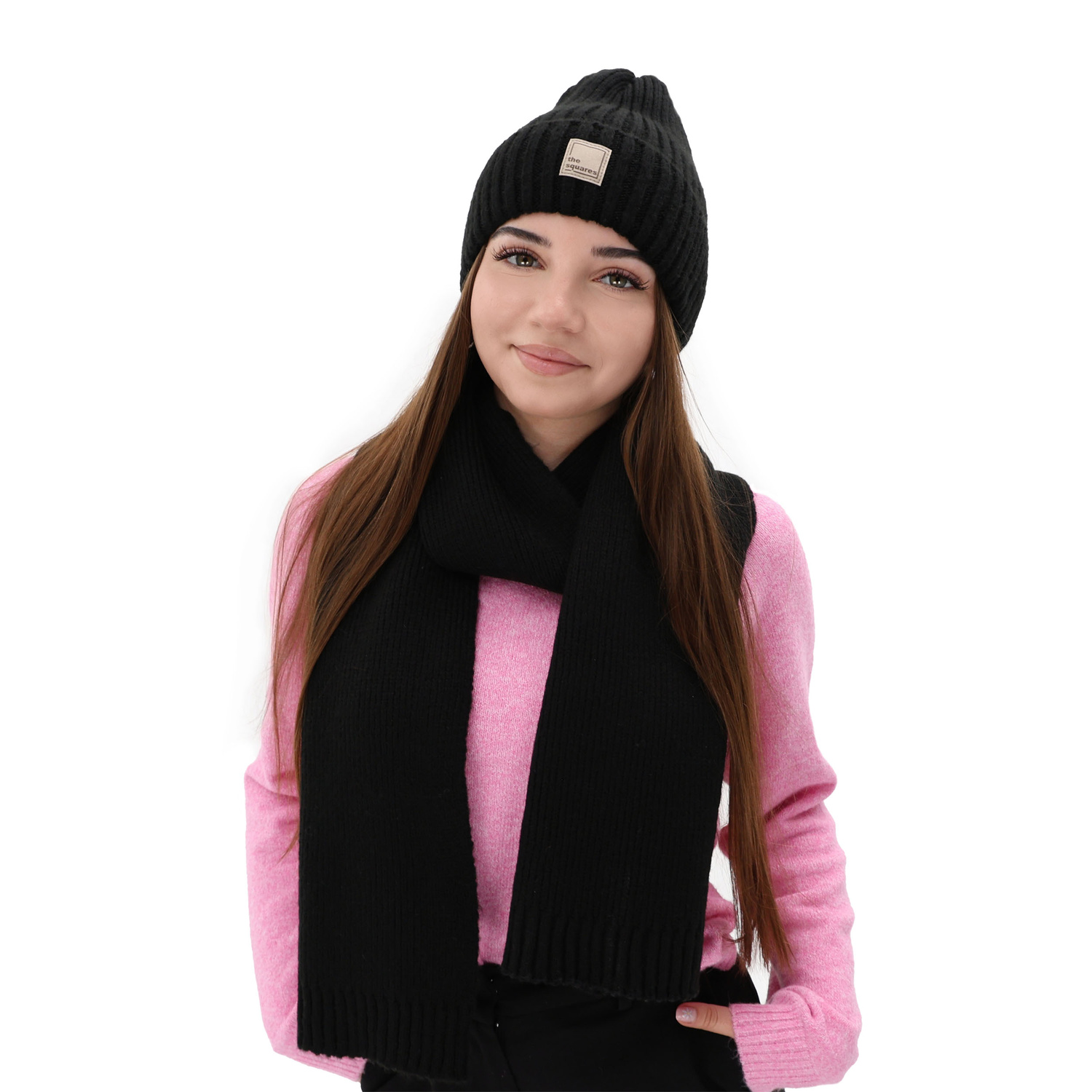 Szalik zimowy damski, jasnoszary, z wełną Loretta