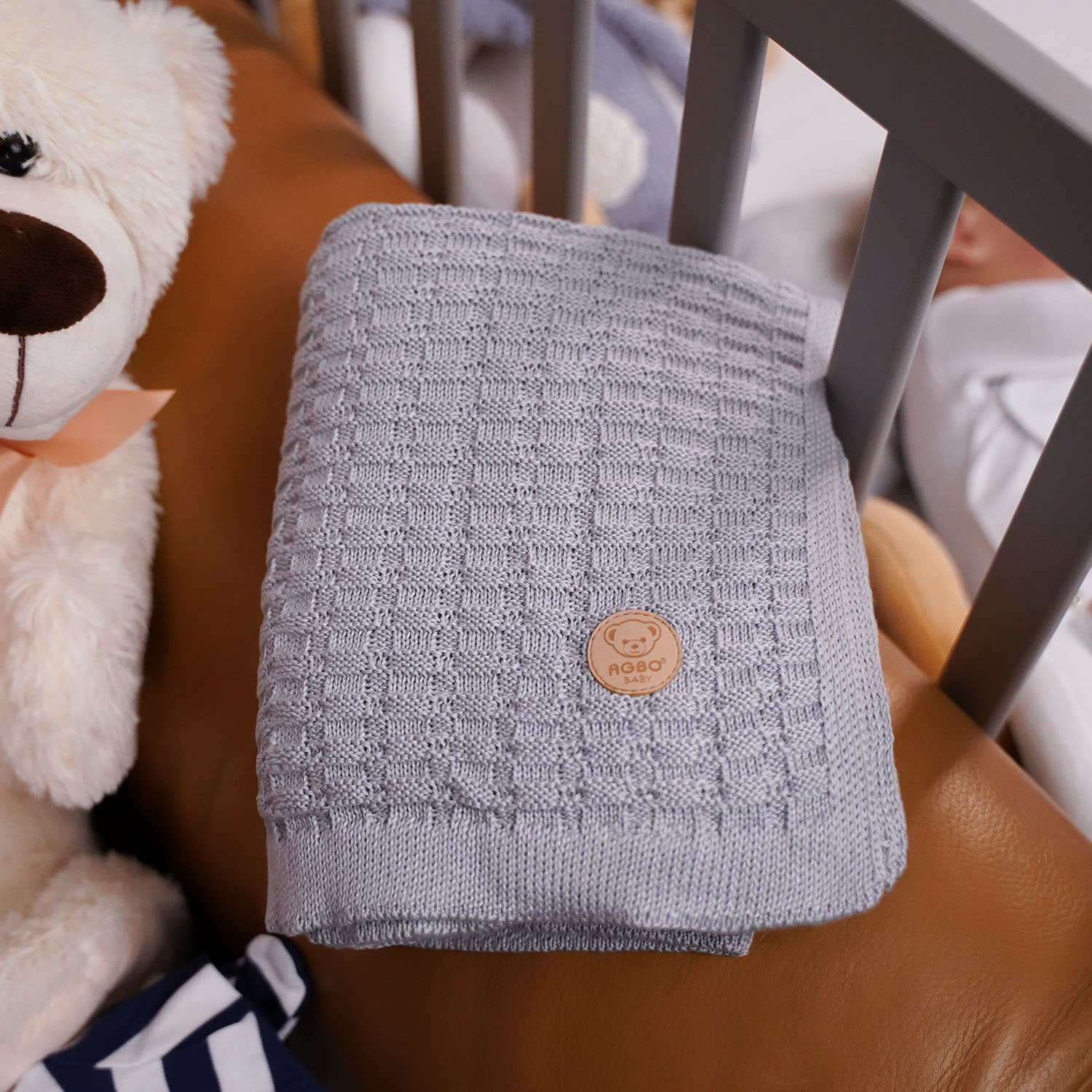 Kocyk bambusowy dla dziecka, niemowlaka, szary, delikatny Misio