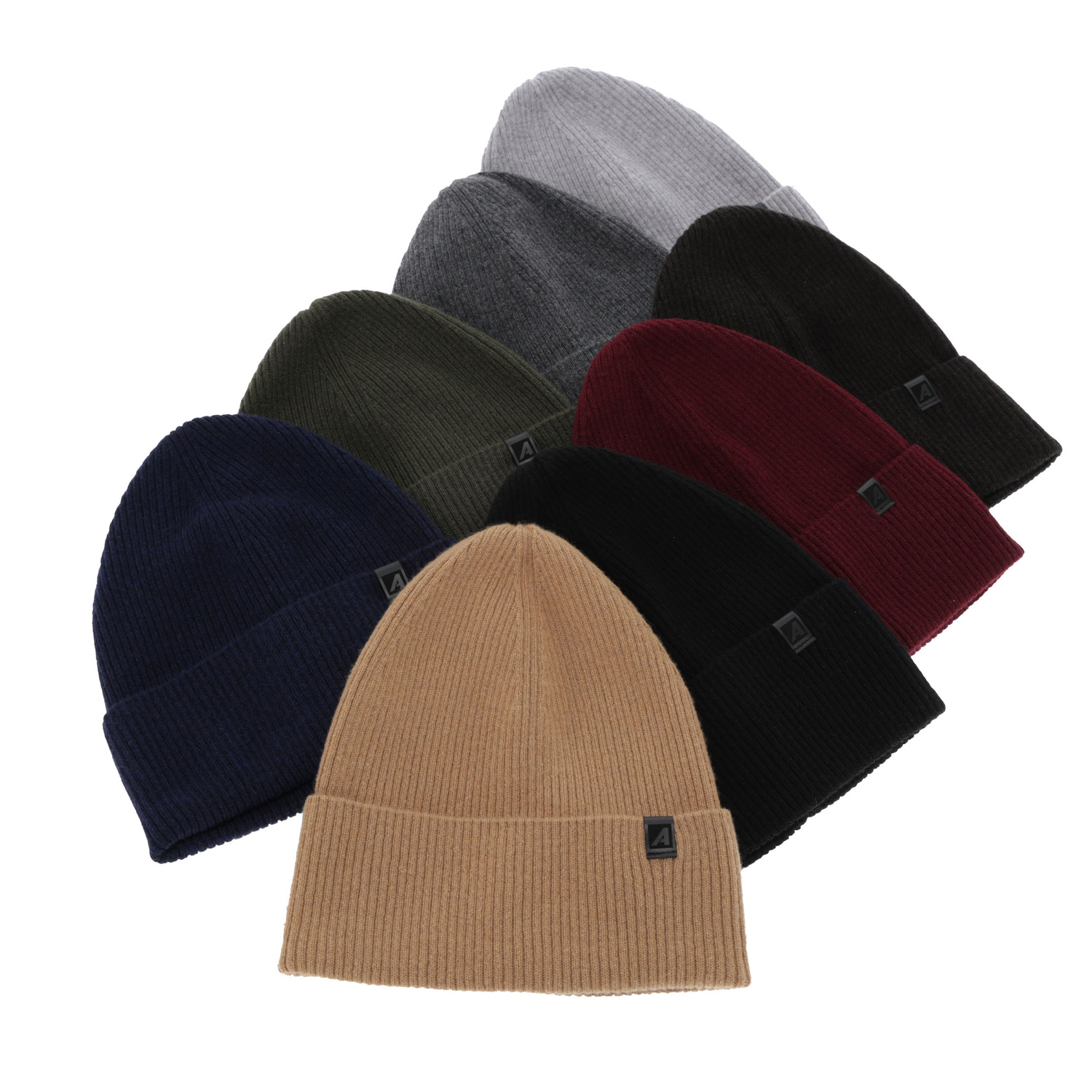 Czapka jesienna, zimowa męska, khaki, wełna merino z kaszmirem, Azuryt