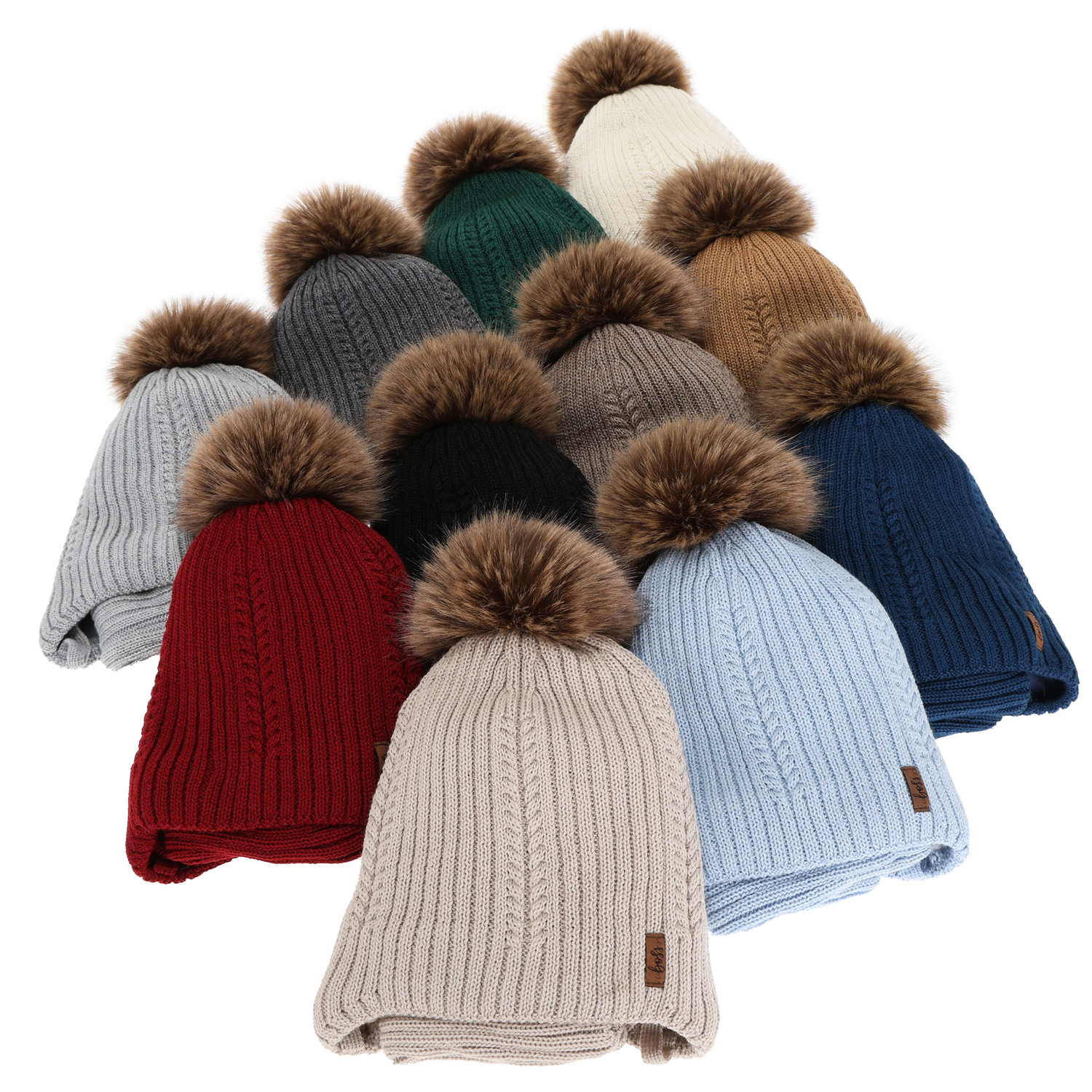 Czapka i komin dla chłopca zimowy komplet, camel, z wełną merino, wiązany Zongo