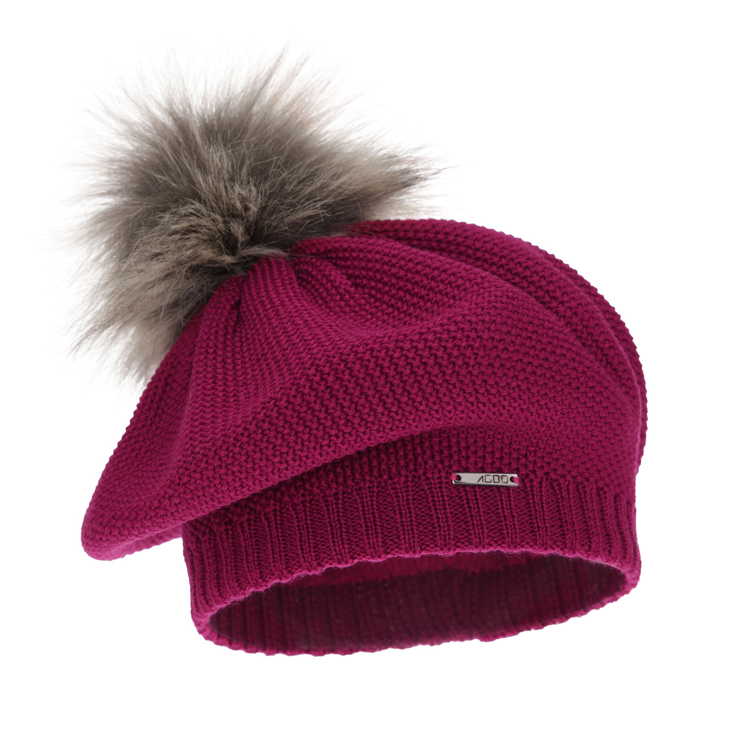 Beret zimowy damski, różowy, z wełną merino Bonnie