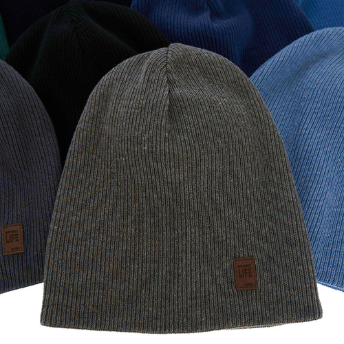 Czapka jesienna, wiosenna dla chłopca, dwuwarstwowa Bonus, z bawełną, czarna