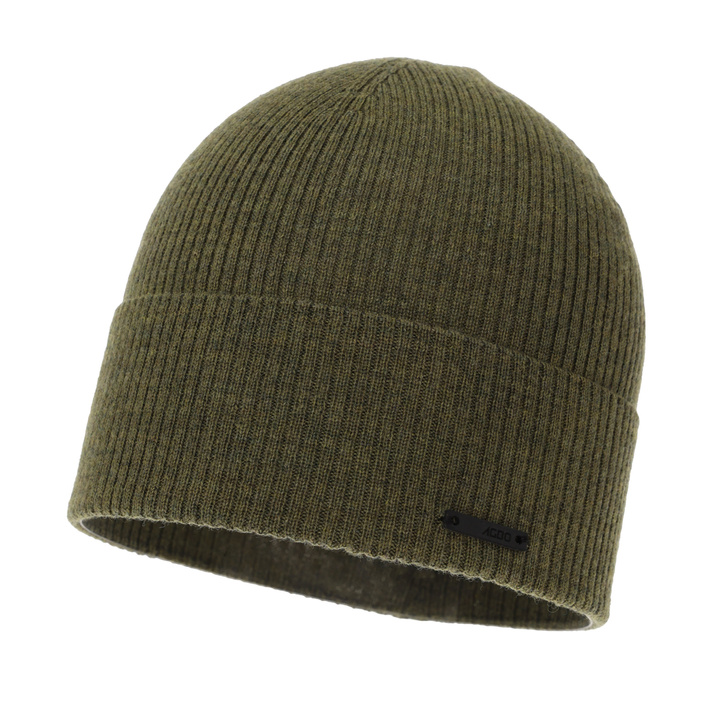Czapka jesienna, wiosenna męska, khaki, 100% wełniana merino Fleur