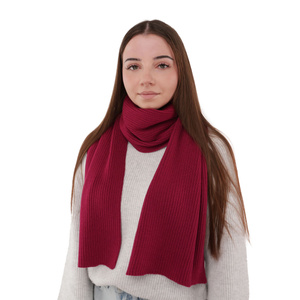 Szalik zimowy damski, bordowy, 100% wełniana merino, Jessica