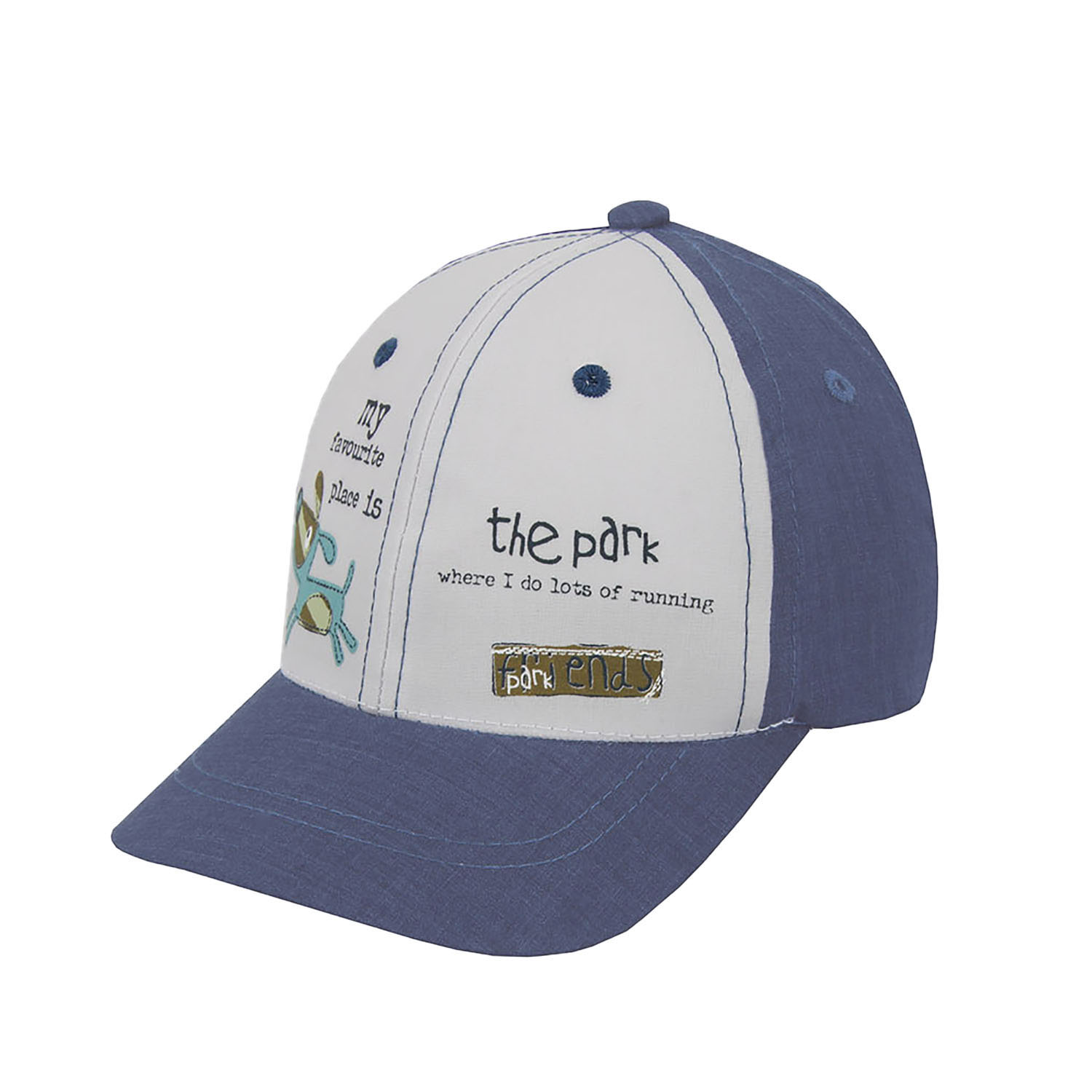 Czapka z daszkiem dla chłopca, jeansowa, bawełniana, Dog